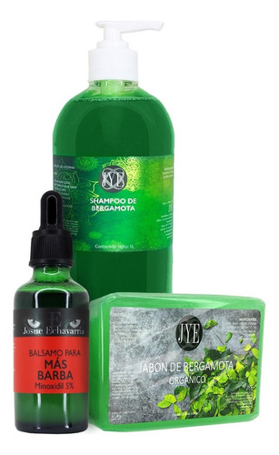 Bálsamo Minoxidil 5% 50ml+shampoo1litro+jabón Bergamota