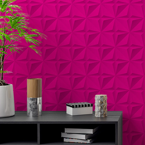 Papel De Parede Adesivo 3d Estelar Tons Rosa Pink Rolo 12m