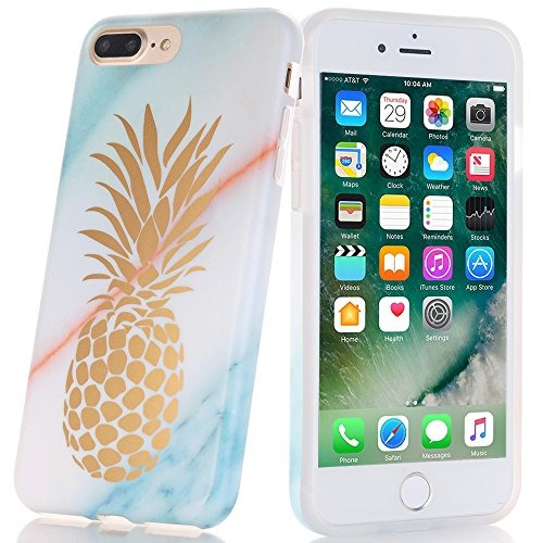 Funda Para iPhone 7 Plus, Diseño Gold Gold Pineapple Teal Ma