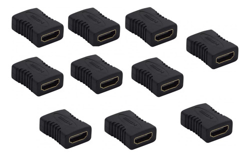 Kit 10 Pç Adaptador Emenda Hdmi Femea Alongar Prolongador