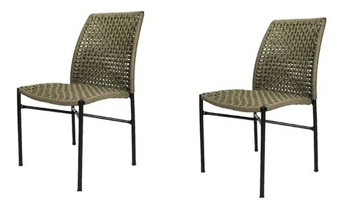 Imagem 1 de 6 de Kit 2 Cadeiras Área Externa Alumínio Corda Náutica