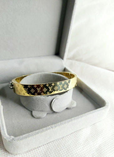 Pulsera Esclava Lv Enchapada En Oro 18k Dorado 6 Cm 17 Cm
