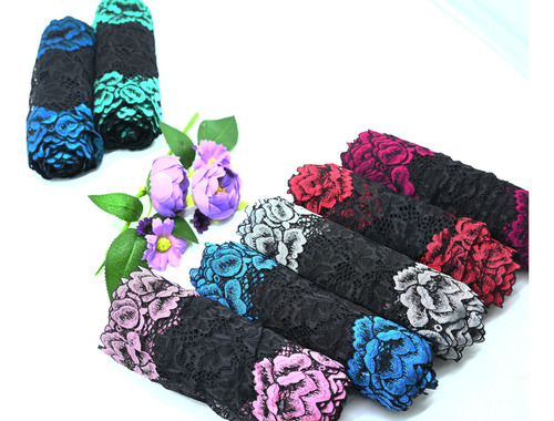 Rollo De Encaje Bicolor Floral De Alta Calidad 7014 Hade