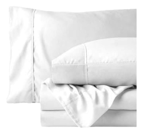 Set De Sábanas De Bambú 100% 1.5 Plz Blanco