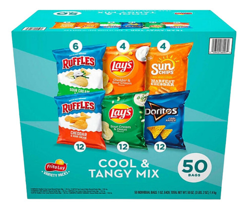 Paquete 50 Bolsas Variedad Ruffles Fritolay Doritos Mix