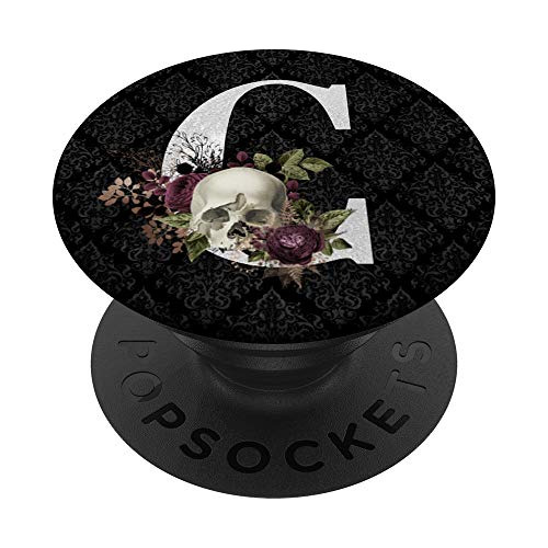 Monograma De Terror Gótico Skull Y Roses Con La Carta Rm2fc