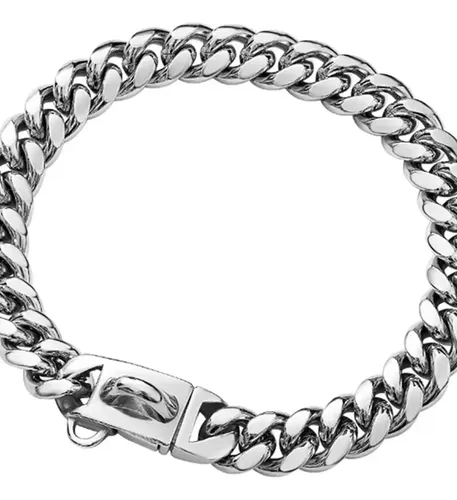 Coleira Para Cachorro Em Aço Inox 14mm Prateada 26cm Prateado 26 Cm ...