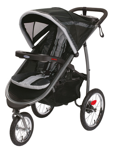 Carrinho De Bebê Passeio 3 Rodas Esportivo Fastaction Graco Cor Preto/Cinza Chassi Cinza