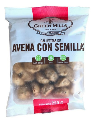 Galletitas De Avena Y Mix De Semillas Green Mills X 250 G
