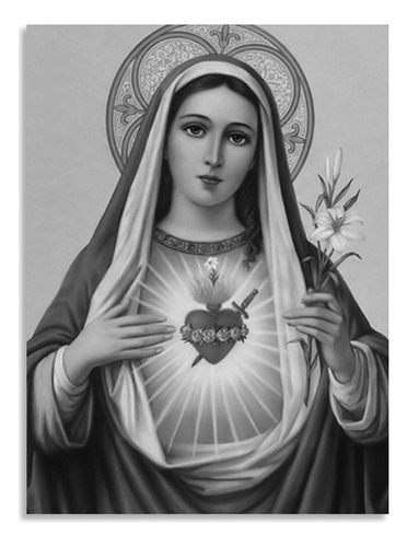 Cuadro Decorativo En Mdf De 50 * 35 Cm Corazon Virgen Maria