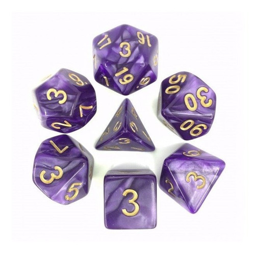 Dados Rol Dungeon & Dragons Violeta Dor Pearl  + Bolsa