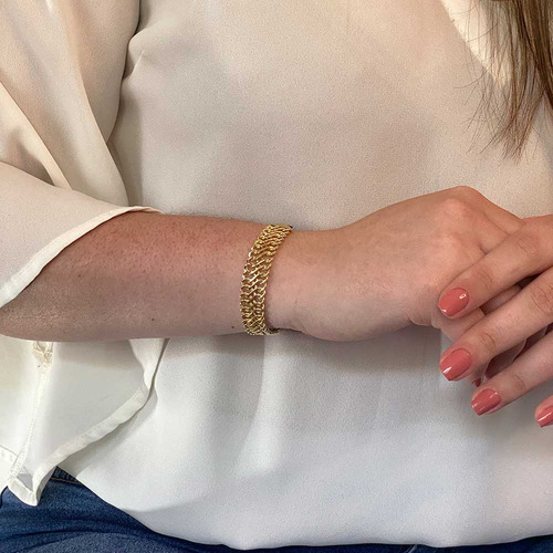 Pulseira Lacraia De 12.3mm Em Ouro 18k Com Fecho Boia 16,0 C