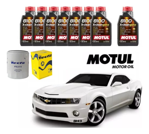 Troca Motul 8100 5w40 X-clean Sintético Camaro 6.2 Psl615