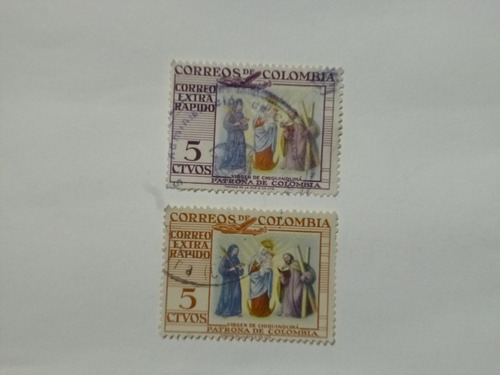 Estampillas Virgen De Chiquinquira 5 Centavos 1953/57