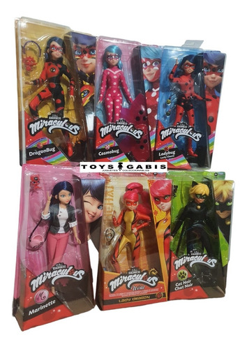Miraculous Ladybug Set Con 6 Muñecas Lady Dragon, Cosmobug +
