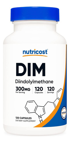 Suplemento Dim 300mg 120 Capsulas Nutricost + Bioperina 5 Mg Sabor Neutro