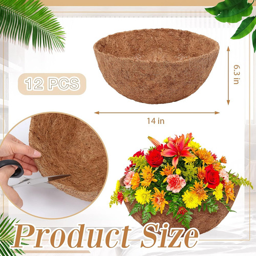 Dandat 12 Pcs Coco Forro De Coco De 14 Pulgadas Para Maceter