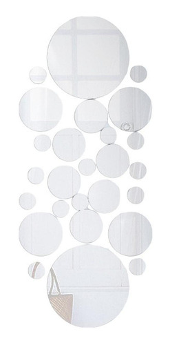 Set Acrilico Decorativo Plata Espejo Oval Con Adhesivo Pared