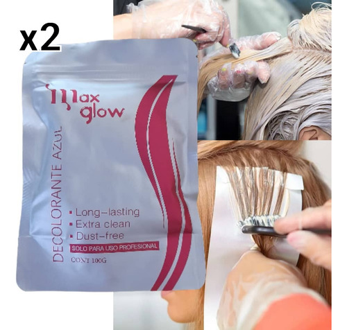 Decolorante Para El Cabello Maxglow Polvo Decolorante Azul