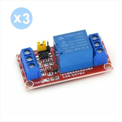 Pack 3 Modulo Relay 5v 1 Canal, Trigger Alto Y Bajo, Arduino