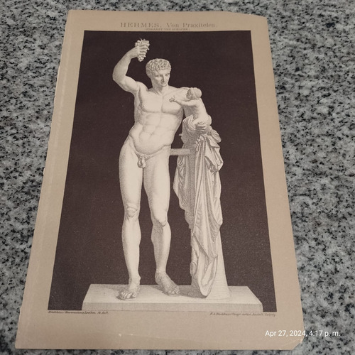 Grabado Alemán 1895 Hermes De Praxiteles