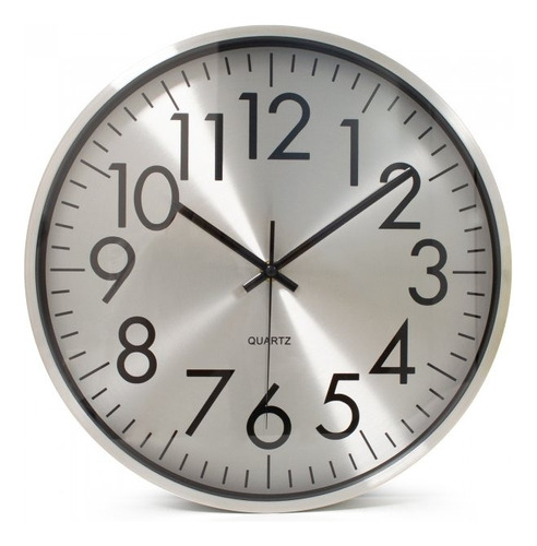 Reloj De Pared Quartz Metallic Silver 30cm 22116 Bazarnet.