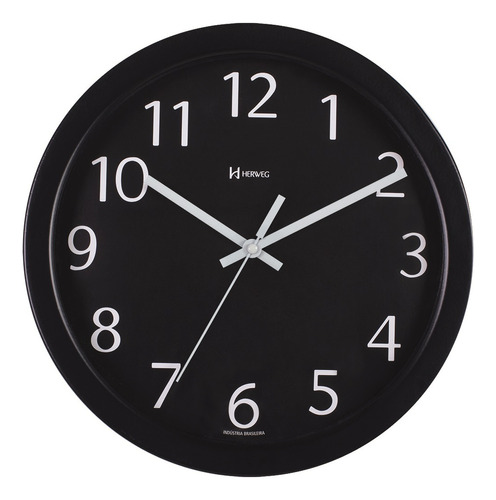 Relógio De Parede Herweg 30cm Quartz 6719-034 Preto Fundo Acessórios