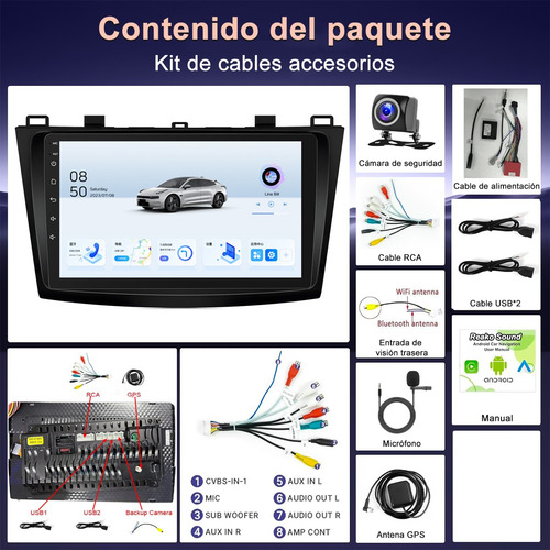 Autoestéreo 4+32g Mazda 3 2010-2013 Carplay Gps Wifi Negro