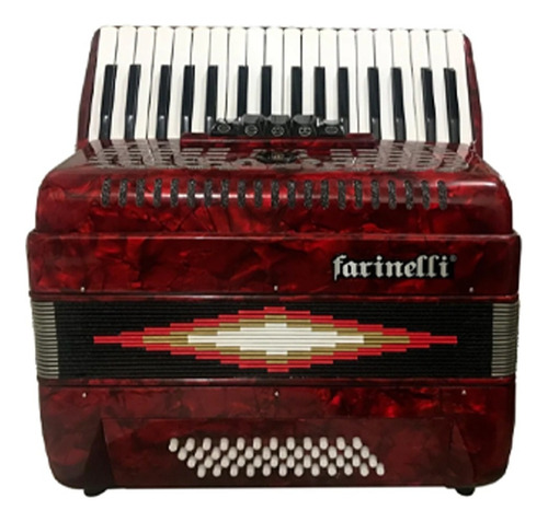 Acordeon Teclas Rojo 3448 5 Registros Farinelli