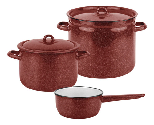 Batería De Cocina Fantuzzi Fundo Roja Acero Set 5 Piezas