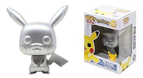 Funko Pop Pokemon Pikachu Metalico 25 Anniversario Plateado