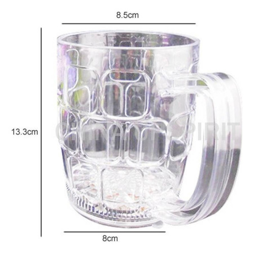 Vaso Taza Transparente Con Luces De Colores Led Inductiva
