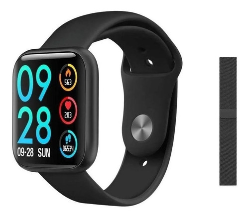 Imagem 2 de 9 de Relógio Inteligente P80 Smartwatch Preto C/ 2 Pulseiras