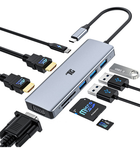 Hub Usb C, Estacin De Acoplamiento Para Laptop Con Pantalla