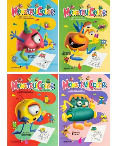 Lote X 4 Libros Infantiles Para Pintar - Monstruos 