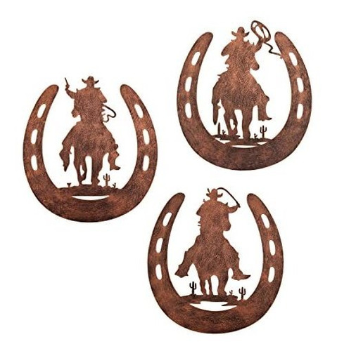 Vividladybug Herradura Metal Wall Art Cowboy Decor Set De 3,