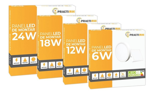Panel Plafón Led Spot Aplicar 24w Redondo Marco Blanco