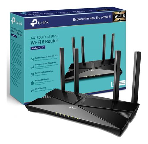 Router Tp-link Archer Ax20 Ax1800 Dualband Wifi 6 1775mbps