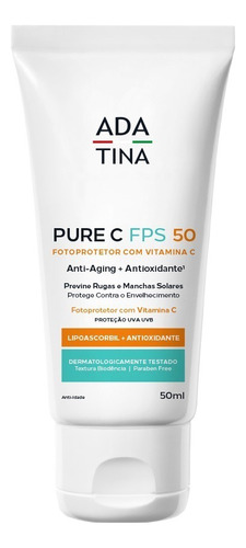 Protetor Solar FPS 50 Ada Tina Pure C Caixa 50ml