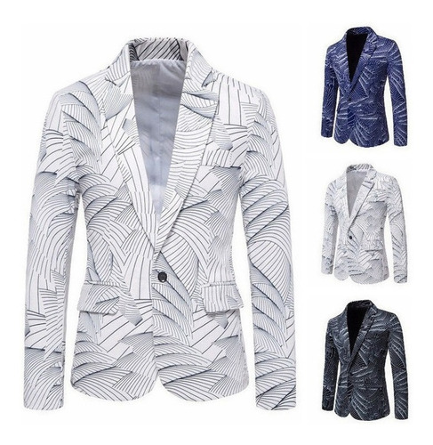 Chaqueta De Traje Casual Ajustada A Rayas Con Botones [u]