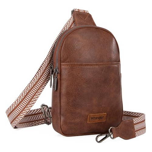 Cartera Wrangler Crossbody Small Ajustable Cuero Dark Brown