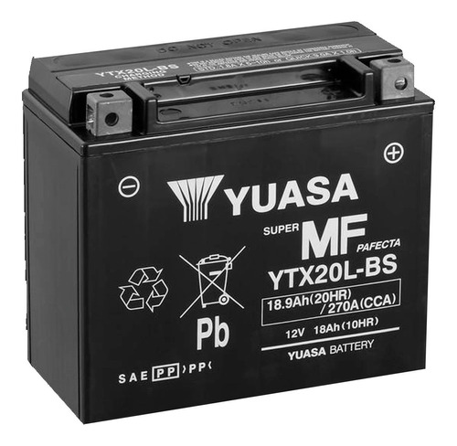 Imagen 1 de 8 de Bateria Yuasa Para Moto Ytx20l-bs Libre De Mantenimiento