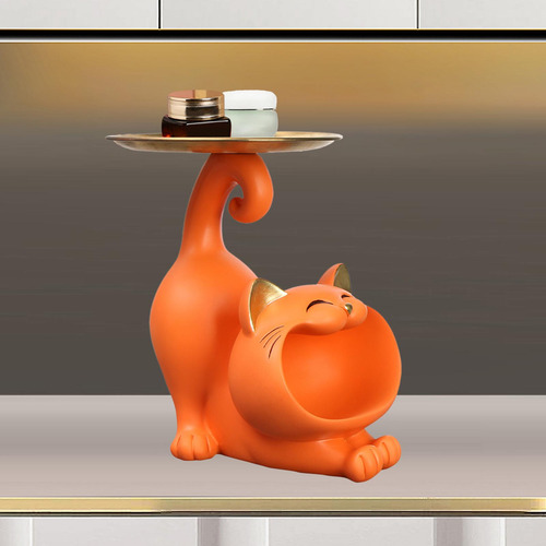 Lucky Cat Statue Desktop Organizer Modern Key Holder Laranja