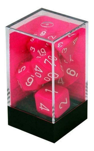 Juego De Dados Chessex, Poliéster Opaco, Rosa Y Blanco, 7 Pi