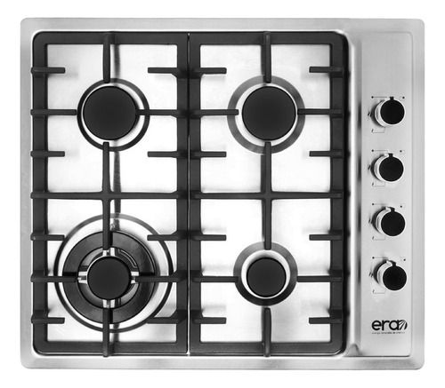 Parrilla Empotrable A Gas Era 4 Quemadores Inox 60 Cm Color Plateado