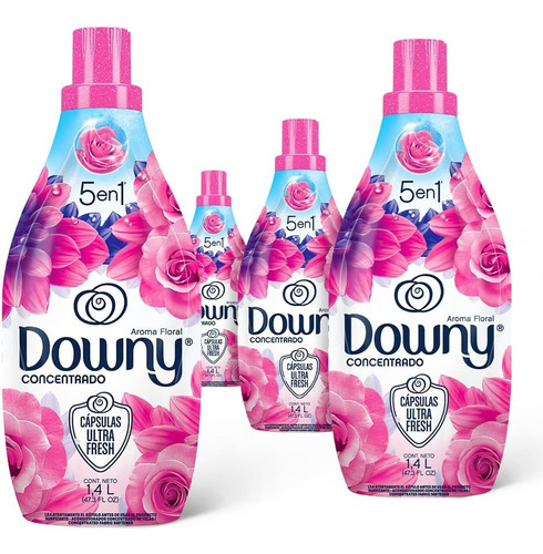 Downy Suavizante De Telas Aroma Floral 4 Unidades De 1.4l