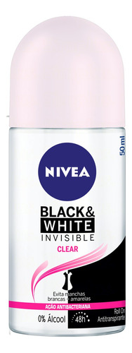 Antitranspirante roll on Nivea Invisible for Black & White Clear 50 ml