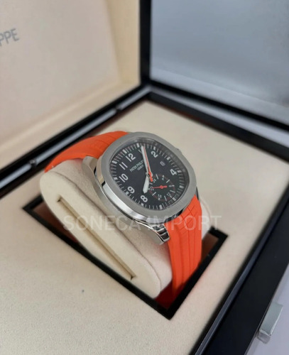 Relógio Patek Automático Aquanaut Laranja + Caixa Original Laranja Prateado Preto (Recondicionado)