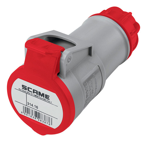 Ficha Industrial Hembra Acople Scame 3p+n+t 16a 6h Ip44 Color Rojo