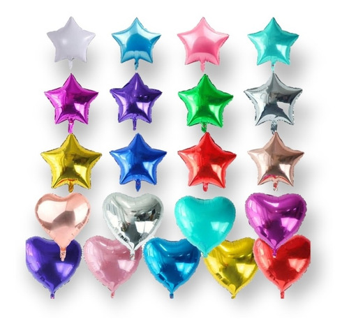 Pack 50 Globos Corazón Y Estrellas De 10 Pulgadas